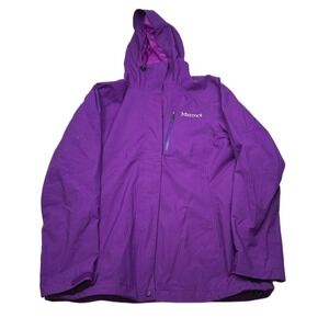 Marmot Hooded Rain Jacket Womens Medium Purple Lightweight Coat Insulated